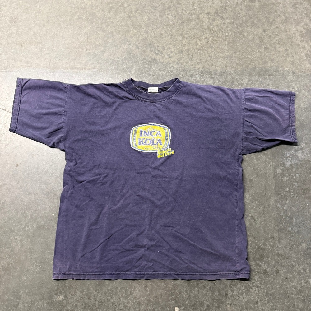 Gustavus Collection Inca Kola Graphic T-Shirt Navy Blue Large Peru Soda Tee